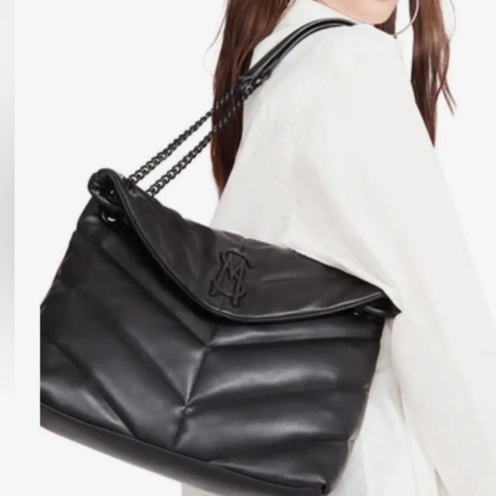 Steve Madden BBritta Black Puffy Bag with Black Chain - Picture 7 of 9